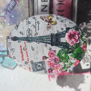 Flowers, Butterflies, & Eiffel Tower Compact Mirror